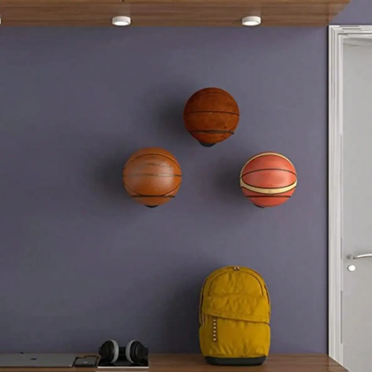 Space Saving Wall Mounted Basketball Display Stand for Home Gym Garage Game Room - Durable Organizer for Basketball Fans Easy to Install Stylish Design