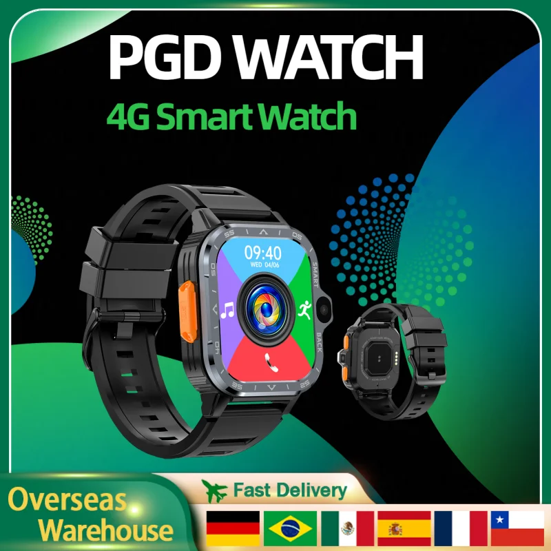 

PGD Watch Dual Camera 4G LTE GPS Wifi SIM Card NFC Rugged 16/64G ROM Storage Google Play Heart Rate Android Smart Watch Men