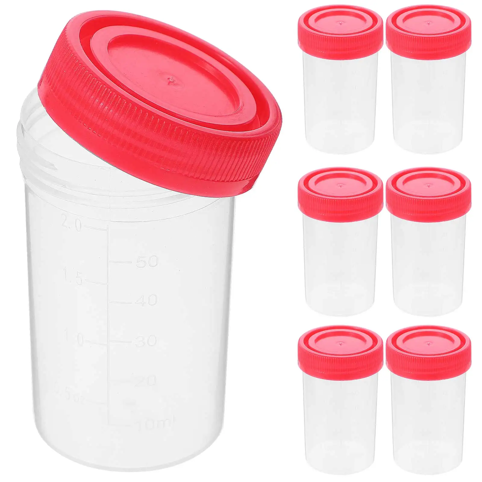 50 Pcs Urine Cups Specimen Sample Containers Plastic Lids Cover Collection Testing Medical Laboratory Tools Equipment