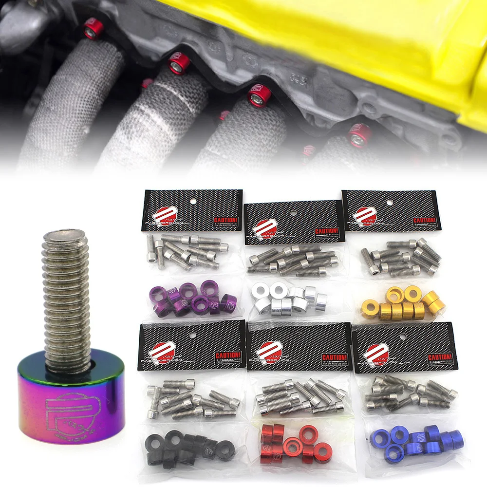 9Pcs M8 JDM Racing Car Engine Screw For Honda B D F H Series Auto Modified Hex Fasteners Fender Intake License Plate Bolts