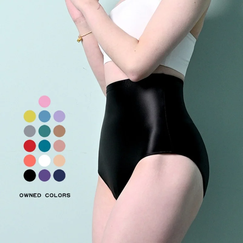 

Женские блестящие глянцевые трусы-шорты: комфортные, эластичные, с высокой талией, для йоги, фитнеса и спорта, гладкая корректирующая одежда