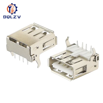 USB 2.0 A 타입 암 잭 포트, 4 핀 DIP 납땜 커넥터, PCB 소켓, USB-A 타입 직각