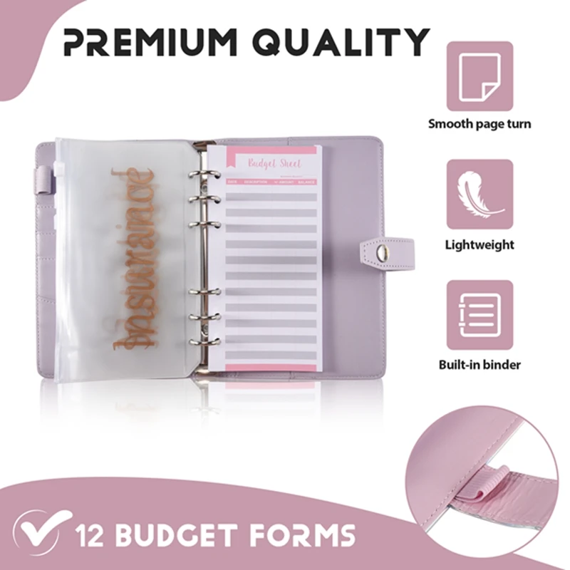 Budget Binder With Zipper Envelopes,Cash Envelopes For Budgeting,Money Organizer For Cash,Money Envelopes Budget Sheet