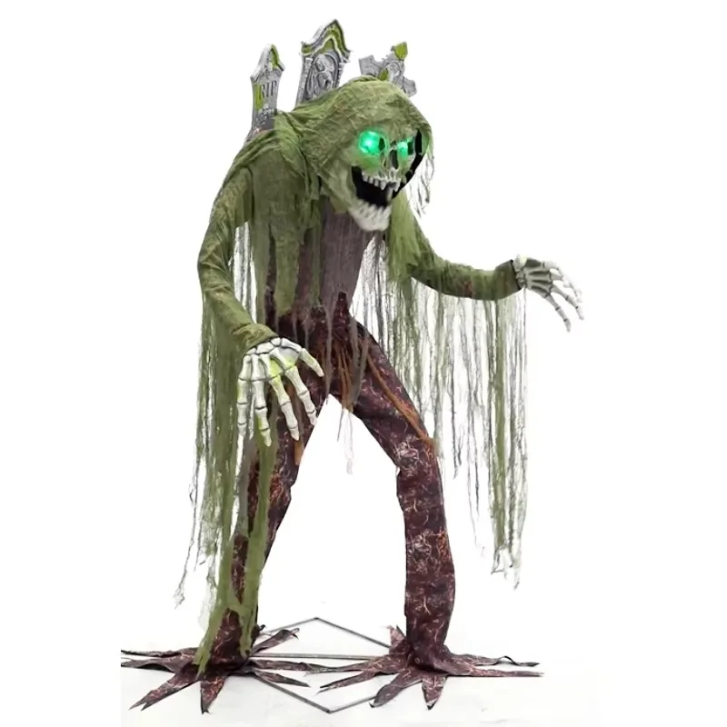 

LED glowing eyes, giant cemetery transformed into animal