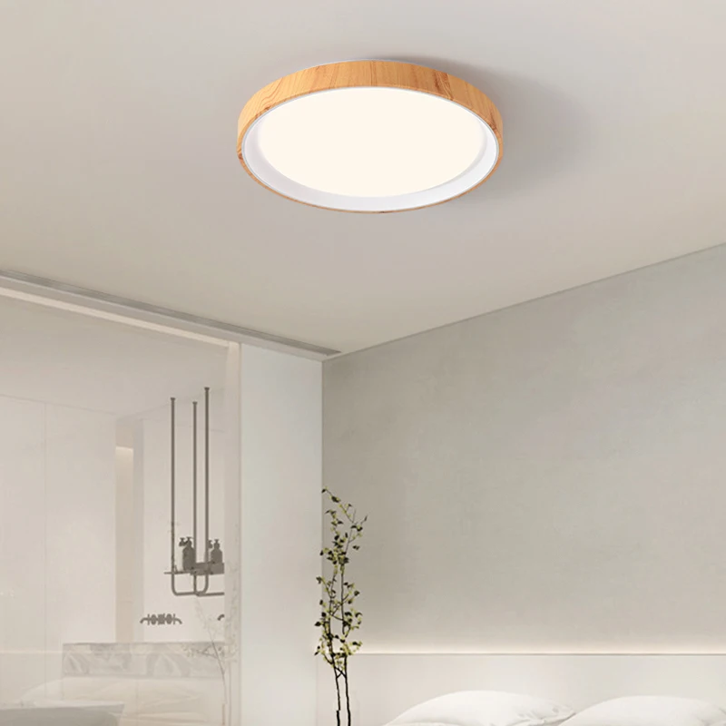 Nordic Style Black White Gray LED Bedroom Study Ceiling Lamps Modern Minimalism Wood Grain Living Dining Room Home Decor Lights