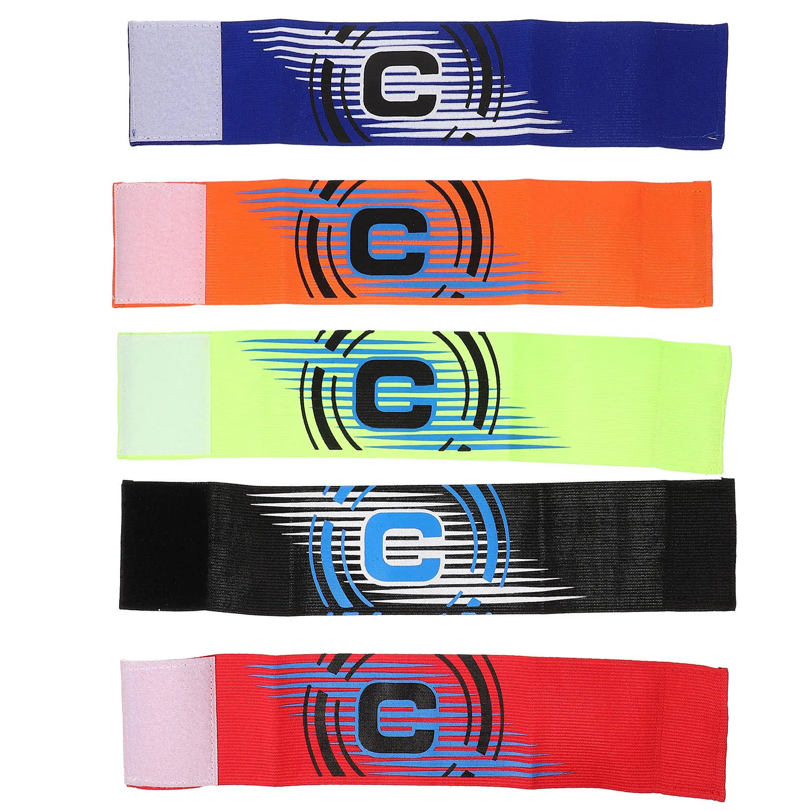 5Pcs Football Captain Armbands Premium Anti-Wear Polyester Adjustable Patch Design for Adults Bright Colors Team Sports