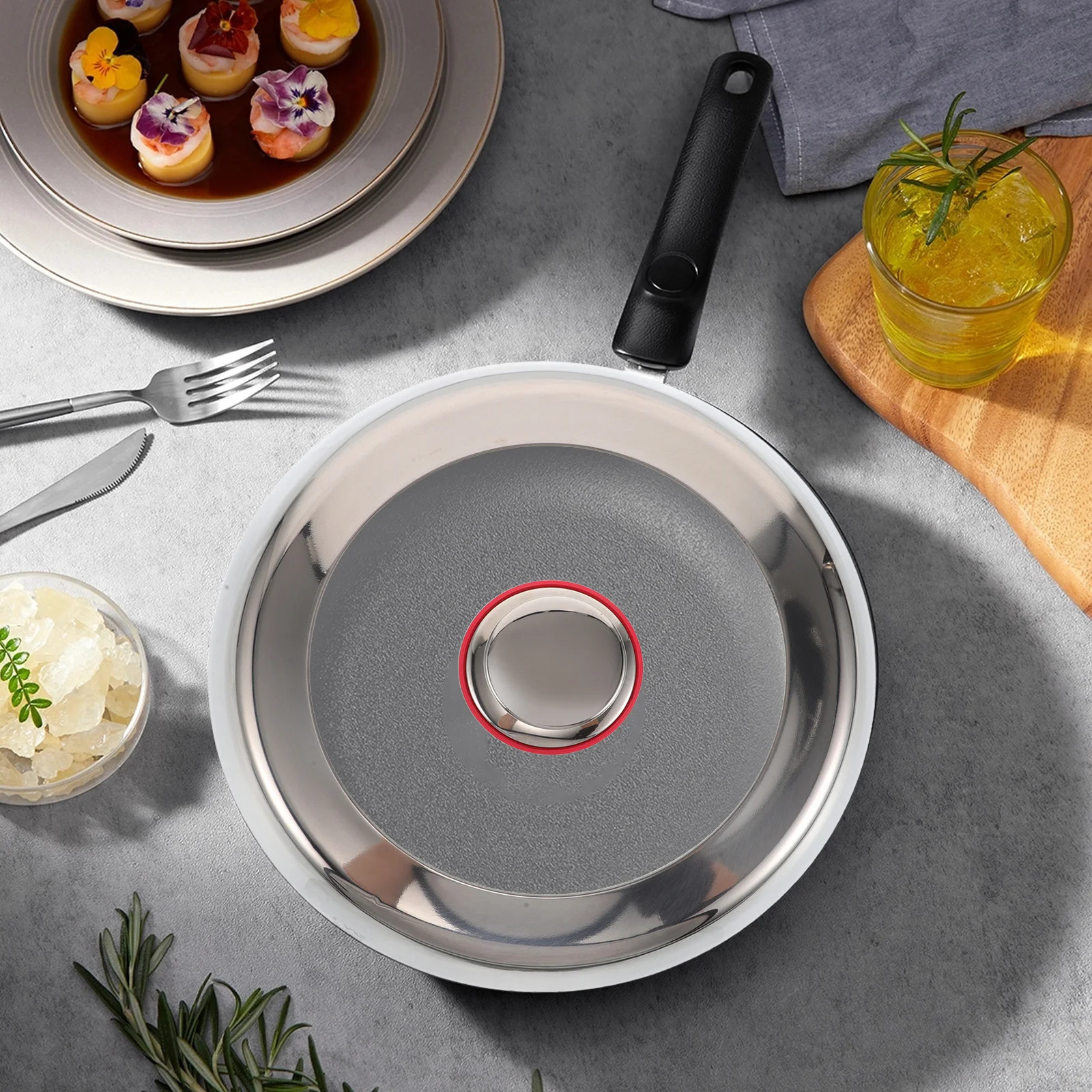 

Universal Stainless Steel Pot Lid Thick Tempered Glass Spill Proof Cover Heat Resistant for Frying Pans Woks Stew Pots Cooking