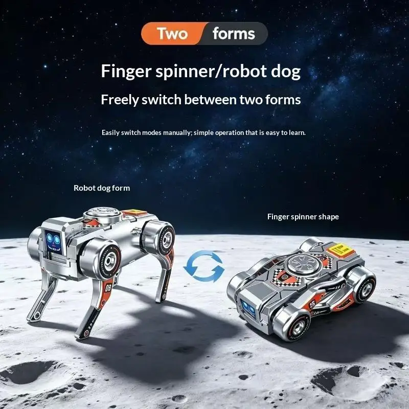 Deformation Design Robot Dog Fidget Gyro 360° Rotating Focus Boosting Fidget Toy for Students Office Workers Stress Relief