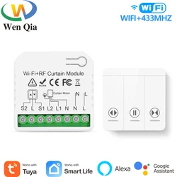 Tuya akıllı yaşam WiFi kör elektrikli perde anahtarı ile RF 433 Mhz uzaktan kumanda elektrikli panjur Google ev Alexa