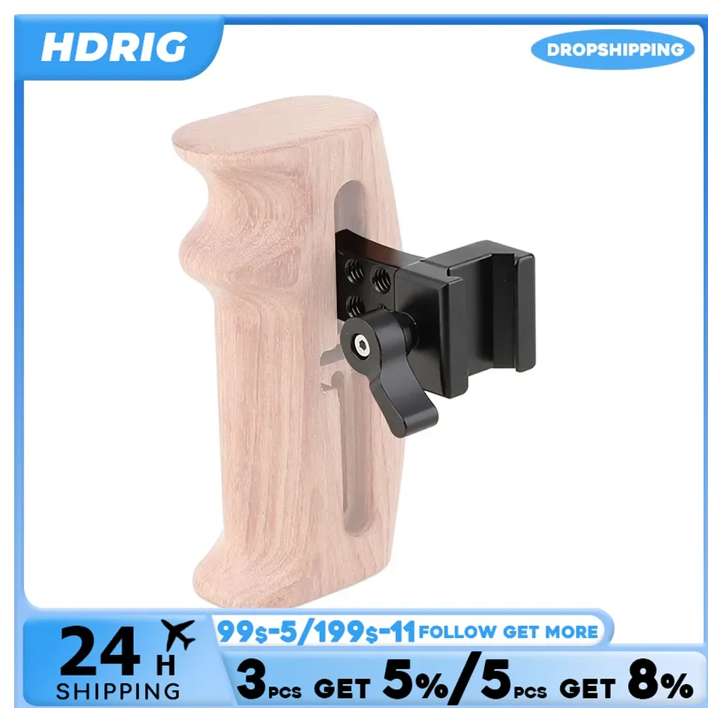 HDRIG DSLR Nhanh Giày Lạnh Chân Đế Gỗ Tay Cầm Bằng Gỗ Cầm (Trái & Phải) cho Hoa Hồng Tay Cầm Gỗ