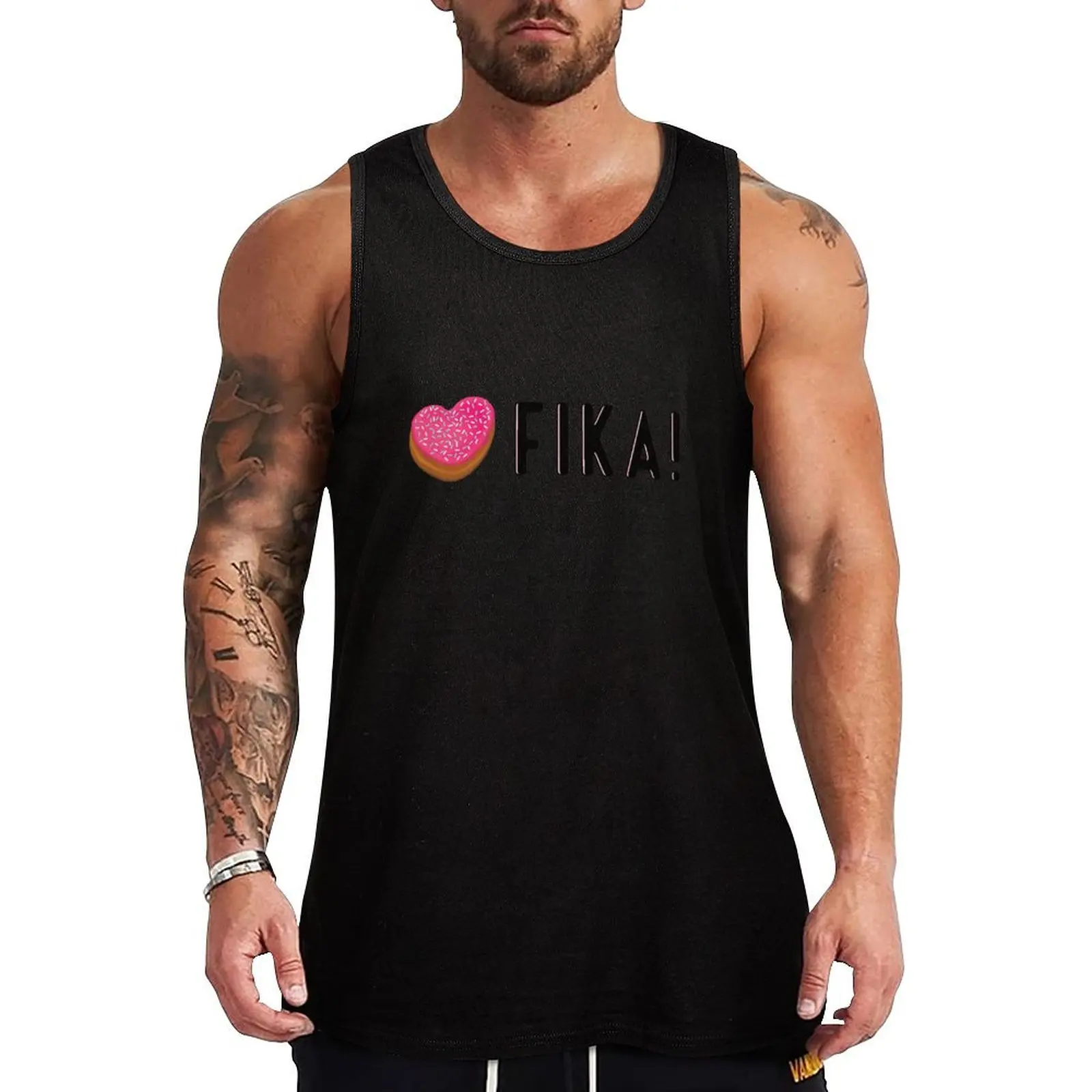 Love fika - ?lskar fika Camiseta sin mangas básica, camiseta sin mangas informal de algodón suave