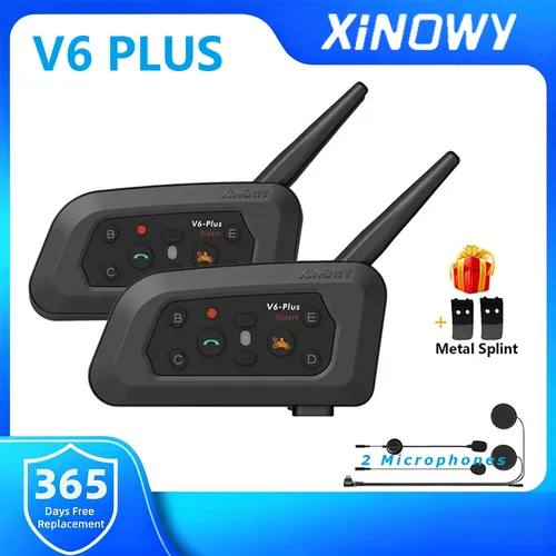 XINOWY V6 Plus casco de motocicleta auriculares Bluetooth intercomunicador para 6 conductores 200M interfono comunicador IP65 impermeable