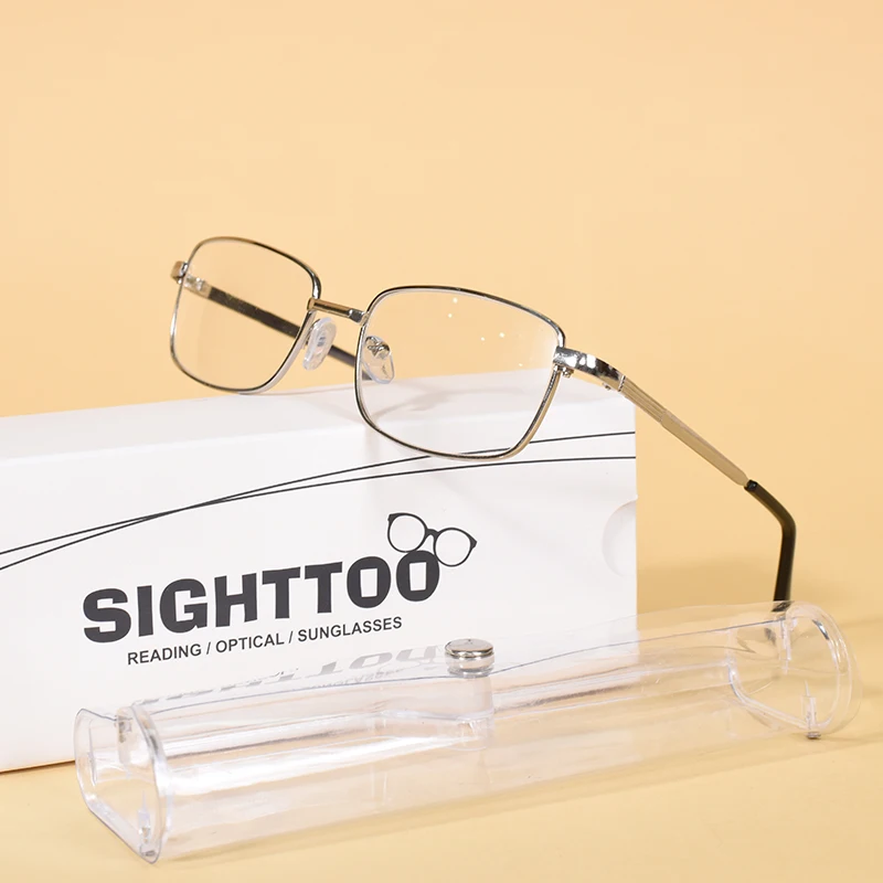New Crystal Glass Lens Reading Glasses Men For Women Metal Frame High Quality Anti-Fatigue Clarity Prescription Glasses+100+200