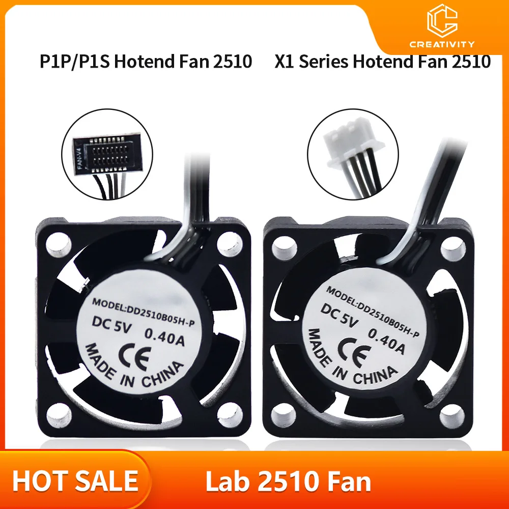 Creativity P1P Cooling Fan For Lab P1s X1 5V 15000 Rpm/min 2510 Fan For Lab X1c P1P 3D Printer Hotend Ceramic Heater