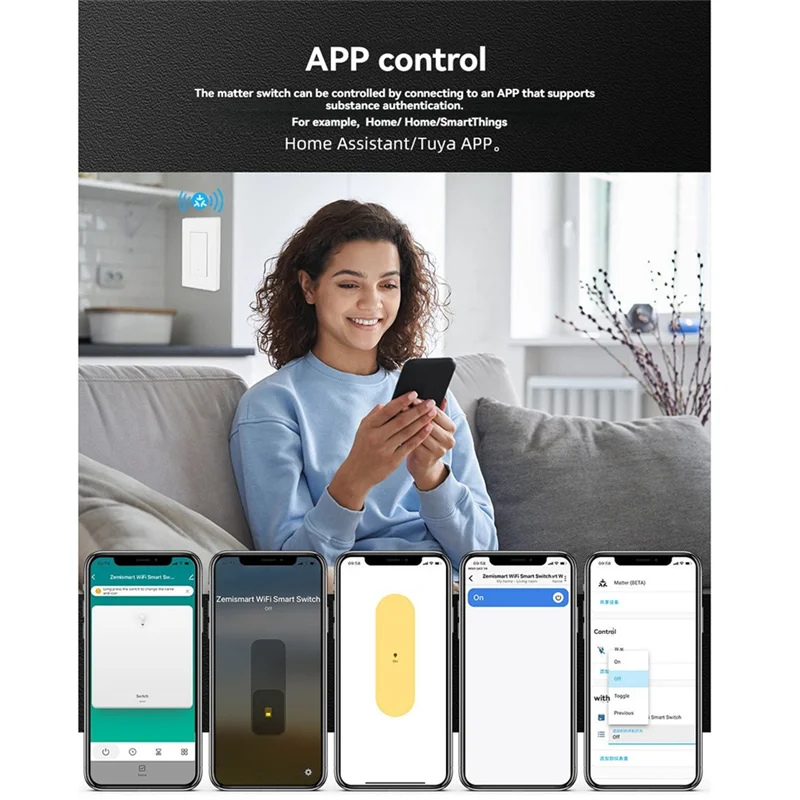 【A42U】Matter For TUYA/Google/Smartthings Wifi Smart Switch Single-Way Button Wall Light Switch Voice/Control App Compatible