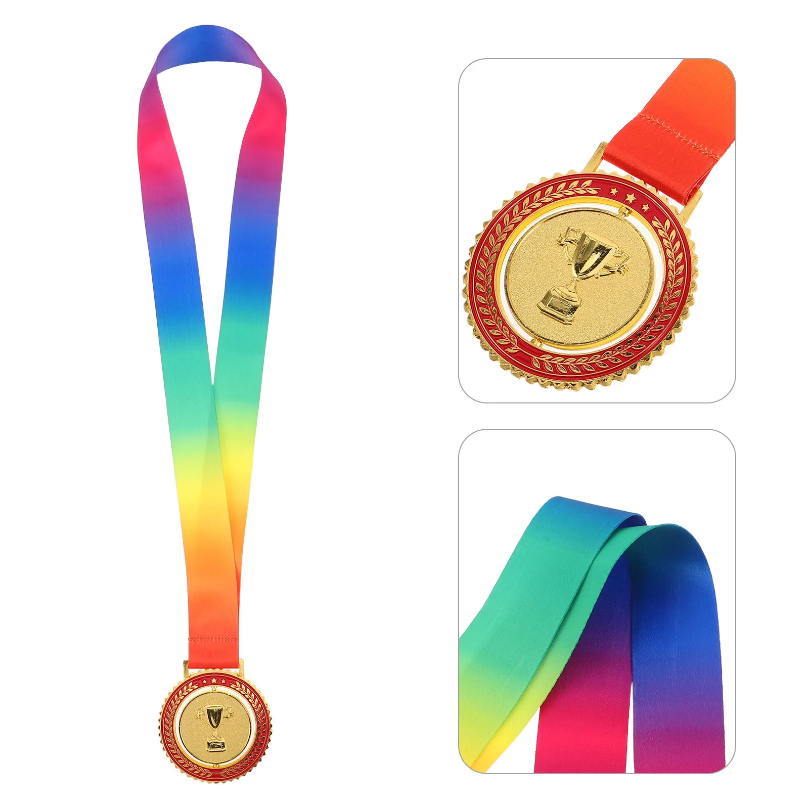 Rotatable Sports Medal Award Multi-Sport Trophy Ribbon Baseball Basketball Soccer Cycling School Competition Prize