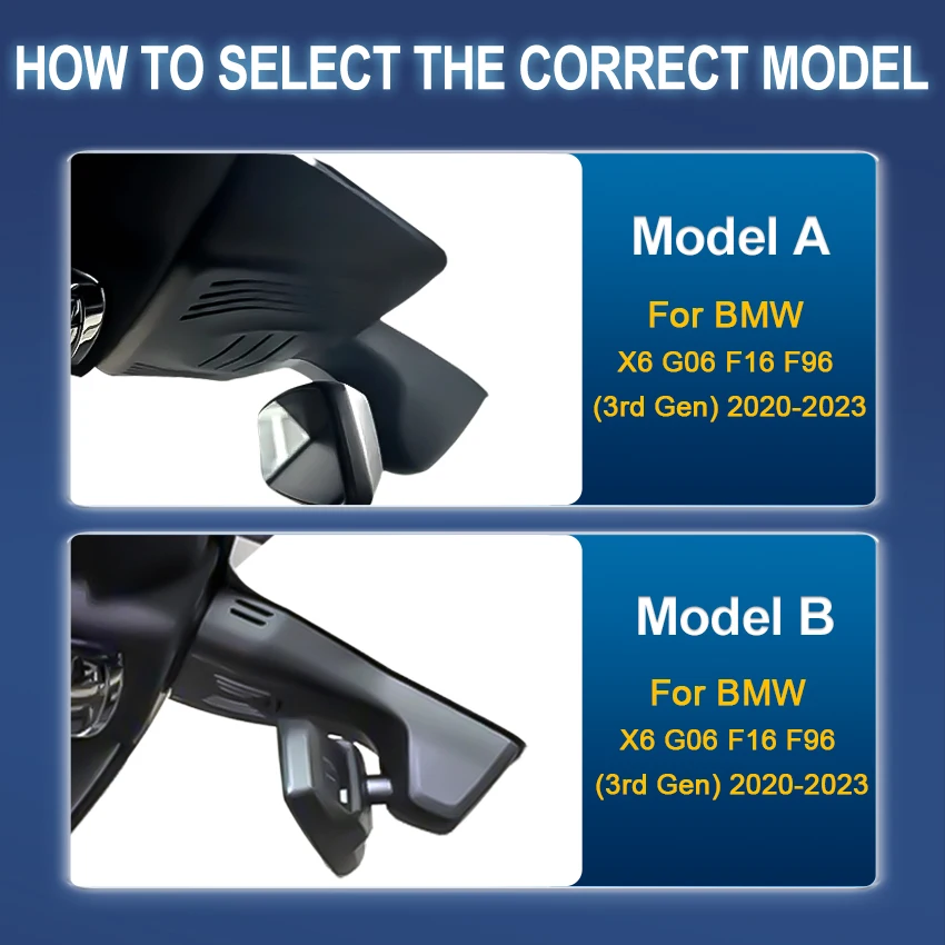For BMW X6 M G06 F96 2020 2021 2022 2023, 4K UHD 2160P Dash Cam Front and Rear Car DVR Camera Plug and Play Wifi Video Recorder