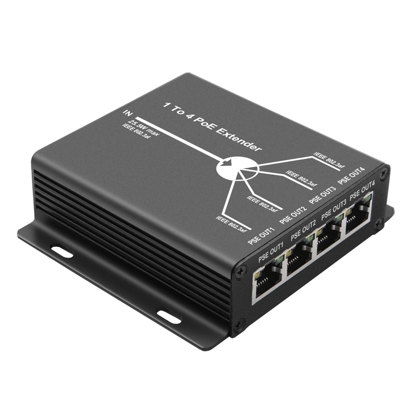 A59E 4 Port IEEE802.3Af PoE Extender for IP Camera Extend 120M Transmission Distance with 10/100Mbps LAN Ports 4 POE Extender