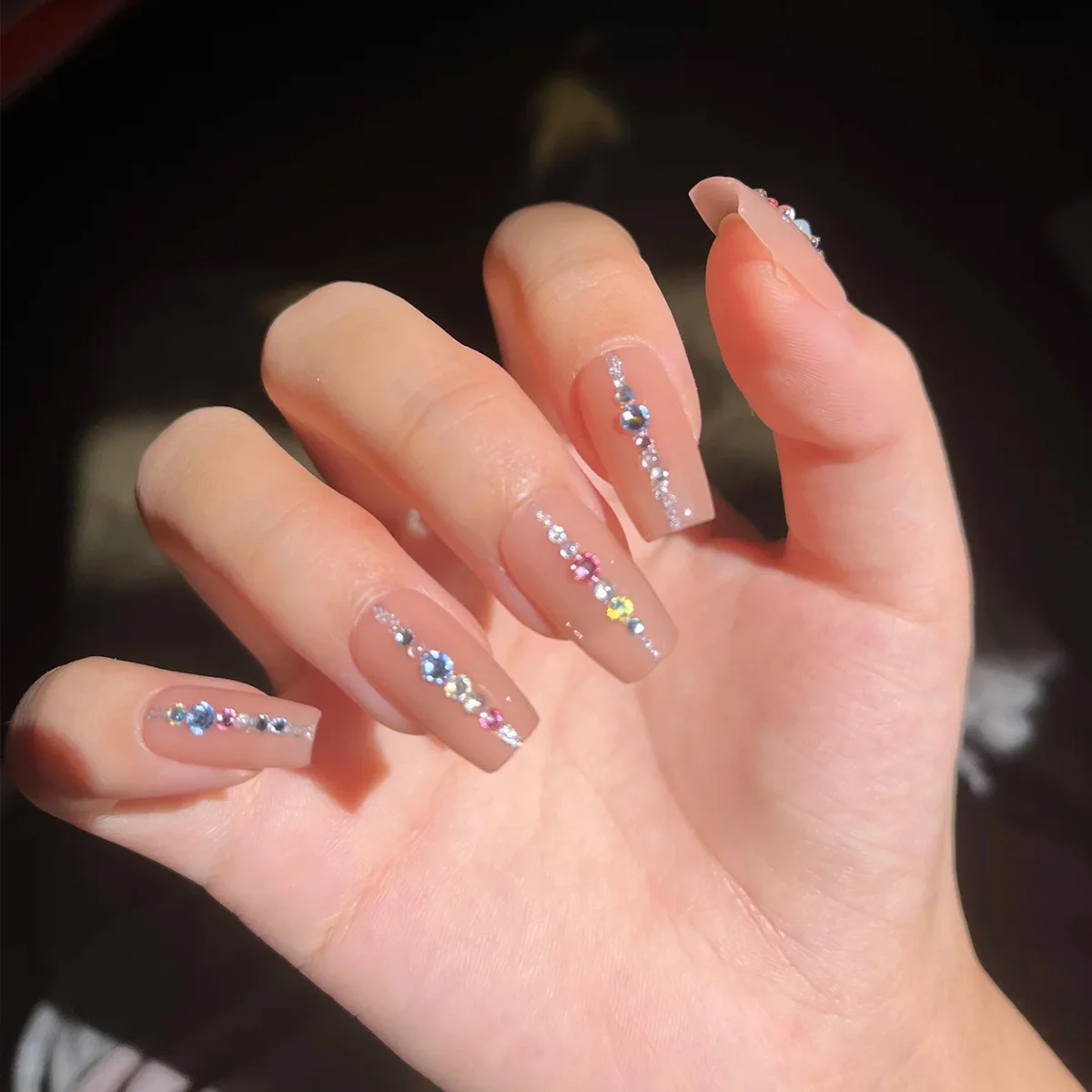 12-Compartment Box Packaged Flat-Bottomed round Rhinestone Nail Decals Mixed Sizes And Colors Nail Accessories