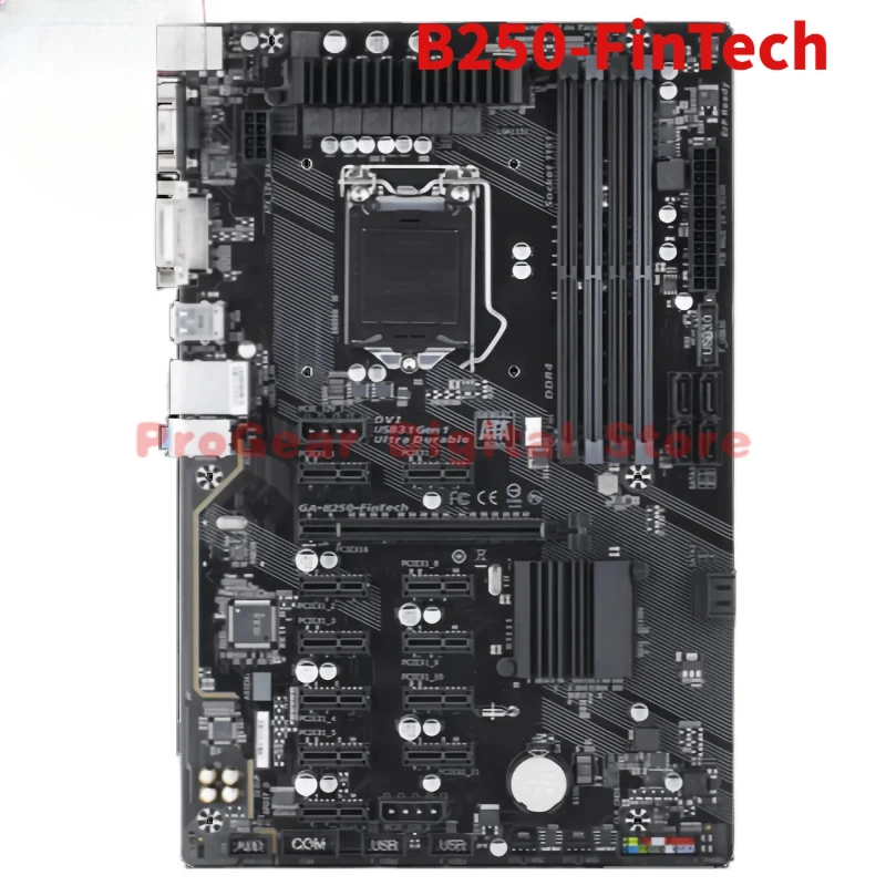 

Материнская плата Gigabyte B250-FinTech LGA1151 ATX для майнинга с 12 слотами PCIe, поддержка процессоров Intel 6/7-го поколения