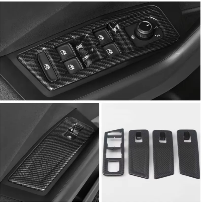 Sticker Door Window Glass Panel Armrest Lift Switch Button Trim Frame 4pcs For Volkswagen VW T-ROC TROC 2018 2019 2020