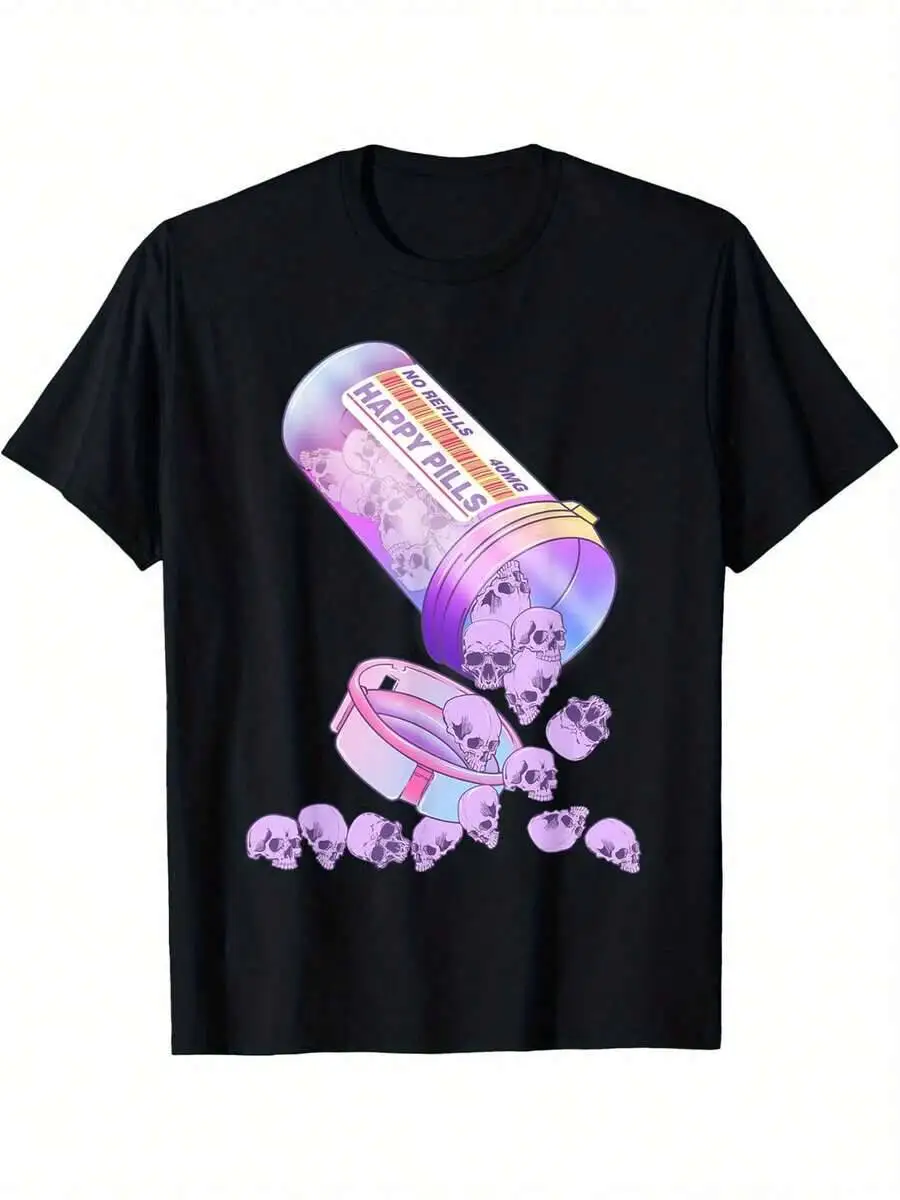 Men's Skull Print T-Shirt - Casual, Breathable, Machine Washable. The Perfect Dad, Mom, Boyfriend, Or Girlfriend. 100% Cotton