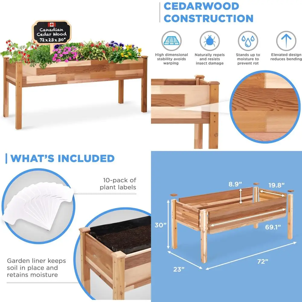 

Джамбл приподнятая садовая кровать из канадского кедра | Деревянное горшок повышенной формы для выращивания свежих трав, овощей, цветов, суккулентов. | 72x23x