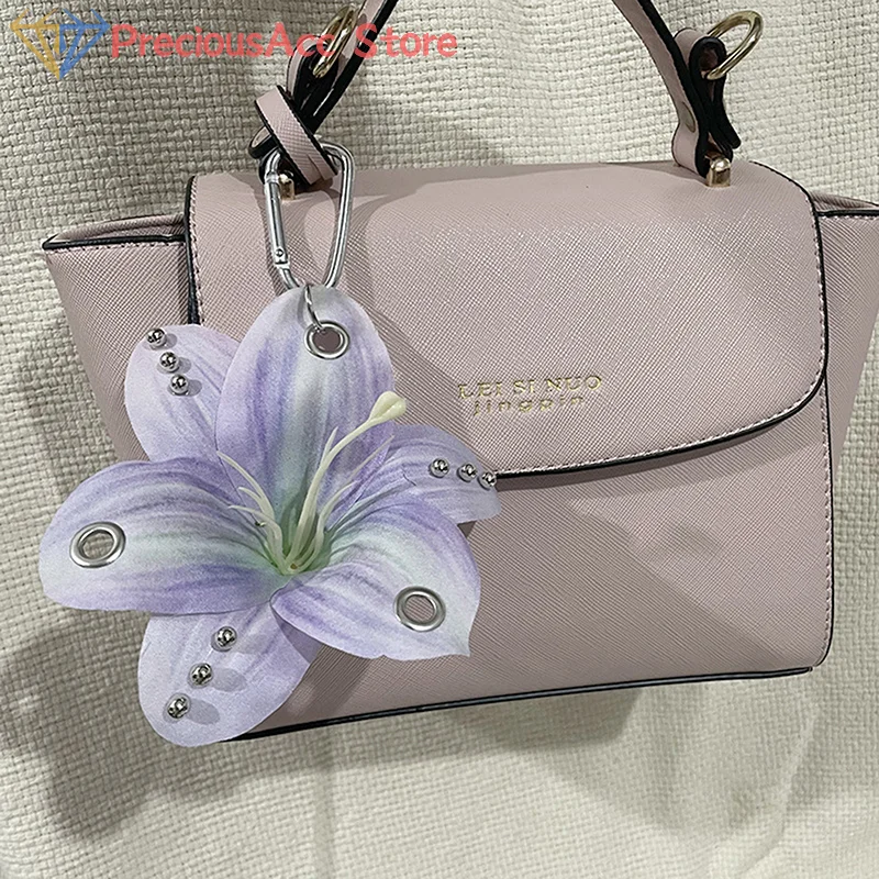 Creative Simulation Flower Bag Pendant Exquisite Phalaenopsis Orchid Lily Keychain Fashion Backpack Decoration Accessories Gifts