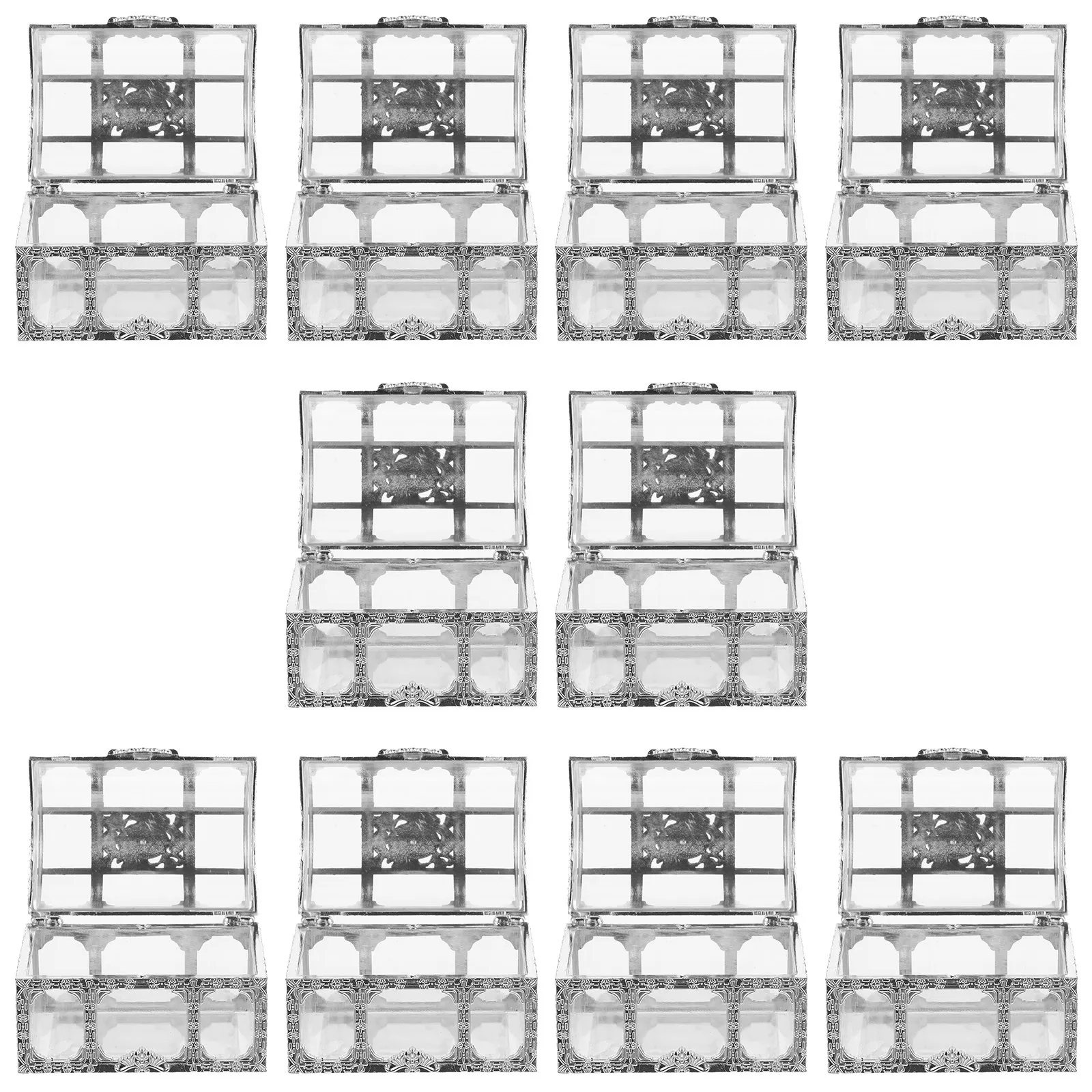 

10 шт. элегантных коробочек для конфет в форме сундука, прозрачные пластиковые контейнеры для хранения, для сувениров на вечеринках, свадебных подарков, косметики, украшений, DIY