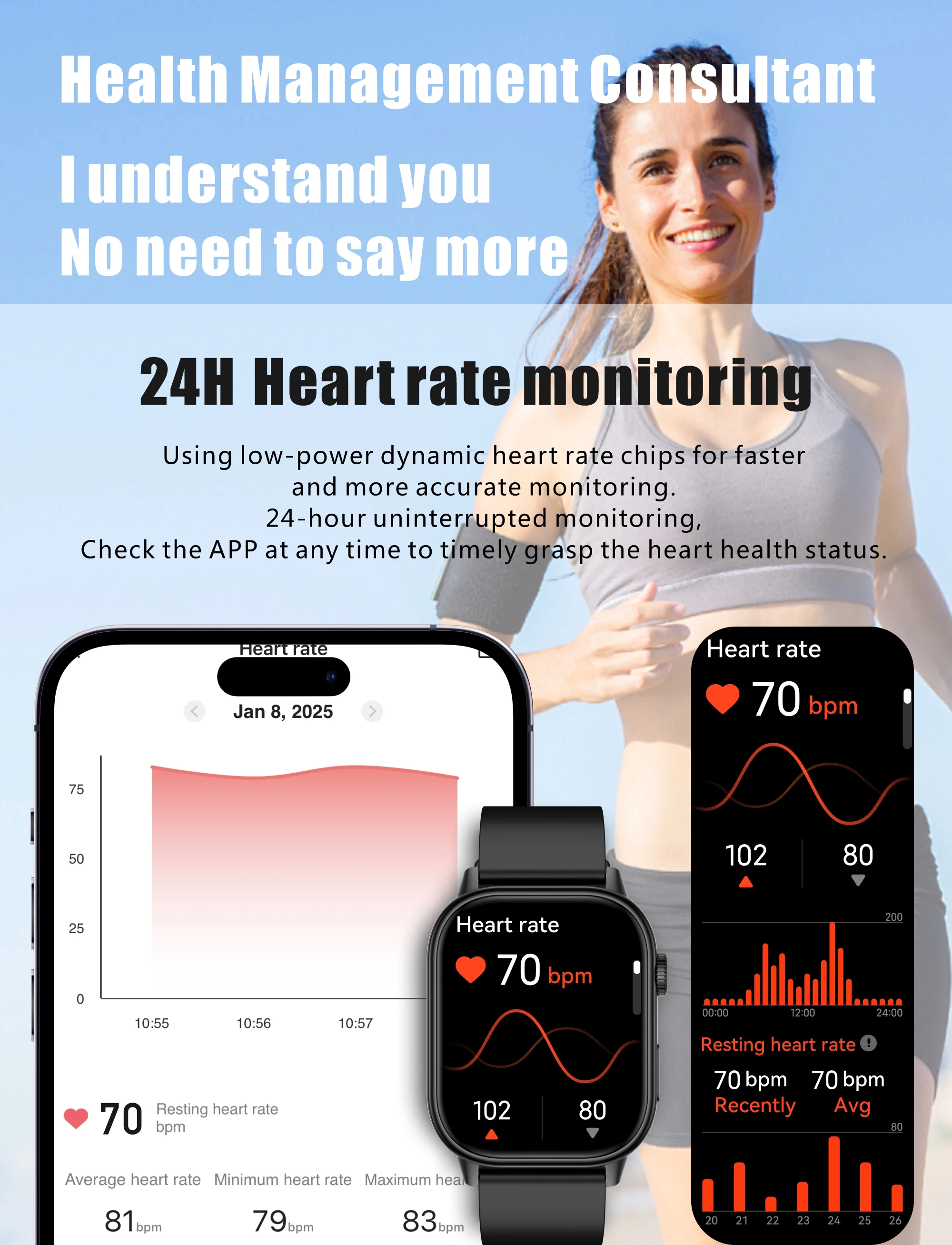 Neue Smartwatch mit integriertem GPS für Sport, Fitness und Pilates, Damenmode, präzise Positionsbestimmung, 5ATM wasserdicht, Bluetooth-Anruf-Armband – Detail 9