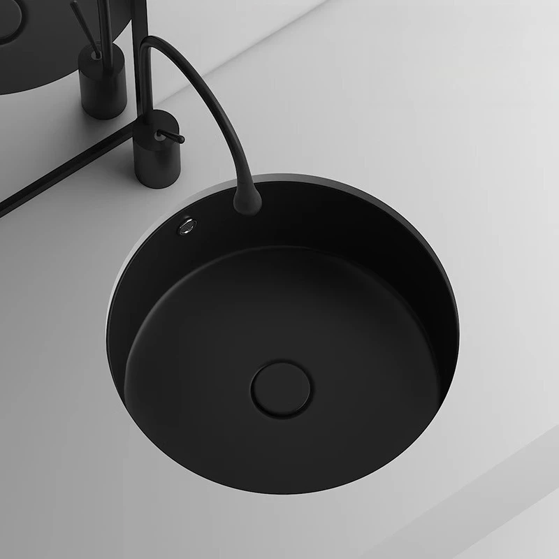 

Household Embedded Ceramic Basin Smooth Surface Circular Easy Clean Minimalist Bathroom Sink Convenient Durable Bathroom Fixture
