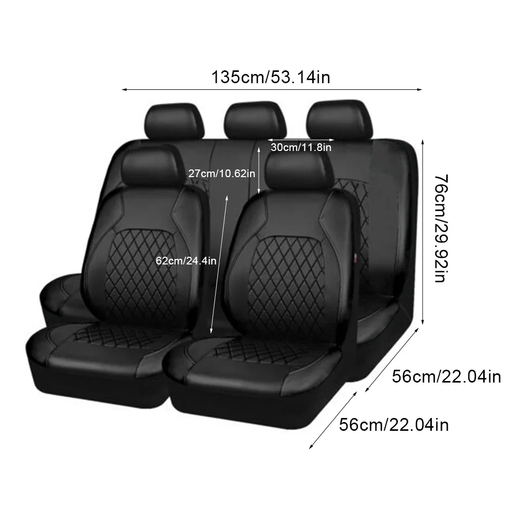 For Cars Trucks Vans 4Pcs Car Seat Cover PU Leather Car Seat Universal Cushion Front And Rear Seat Full Protection Seat Pad