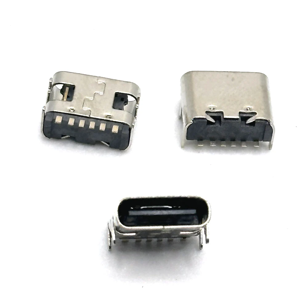 1/20pcs 6 Pin SMT Socket Connector Micro USB Type C 3.1 Female Placement SMD DIP For PCB design DIY high current charging