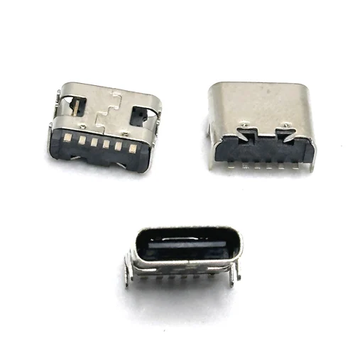 Imagen 2 del producto 1/20 piezas conector de enchufe SMT de 6 pines Micro USB tipo C 3,1 colocación hembra SMD DIP para diseño de PCB DIY carga de alta corriente
