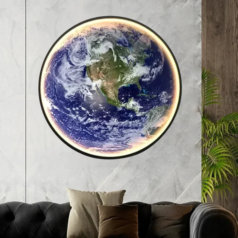 Moon/Earth Wall Lamp Modern Light Luxury Mural for Bedroom Bedside Lamp Living Room Background Wall Decoration Lamp