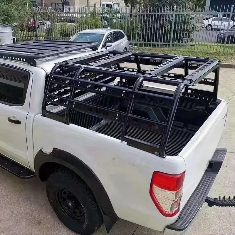 PrimeSelect Full Size Truck Bed Overland Land Pickup Rear Bucket Universal -Roll Frame Roof Rack Adjustle Iron Bar