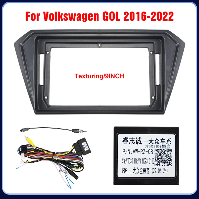 Reproductor de DVD para coche de 9 pulgadas, unidad principal de tablero, Panel de montaje de navegación, adaptador de Audio 2DIN para Radio de coche, Fascia para Volkswagen GOL 2016-2022