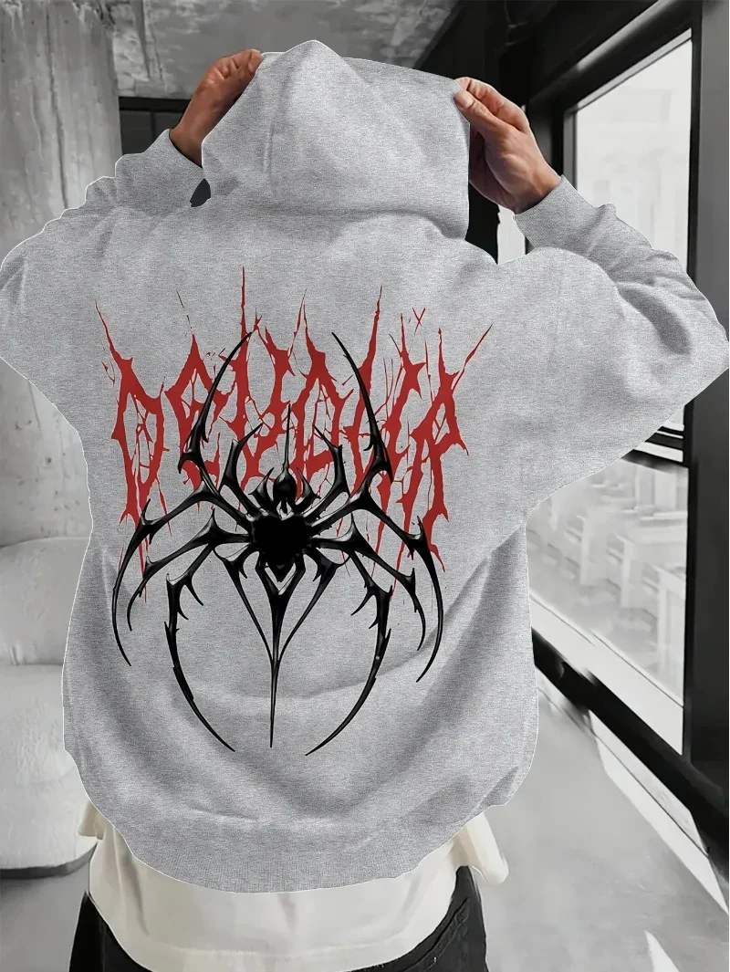 Gothic Hoodie Unisex Spider Dark Death Metal Brutal Occult Tribal Cyber Y2K Goth Grunge Oversized Casual Sport Sweatshirts