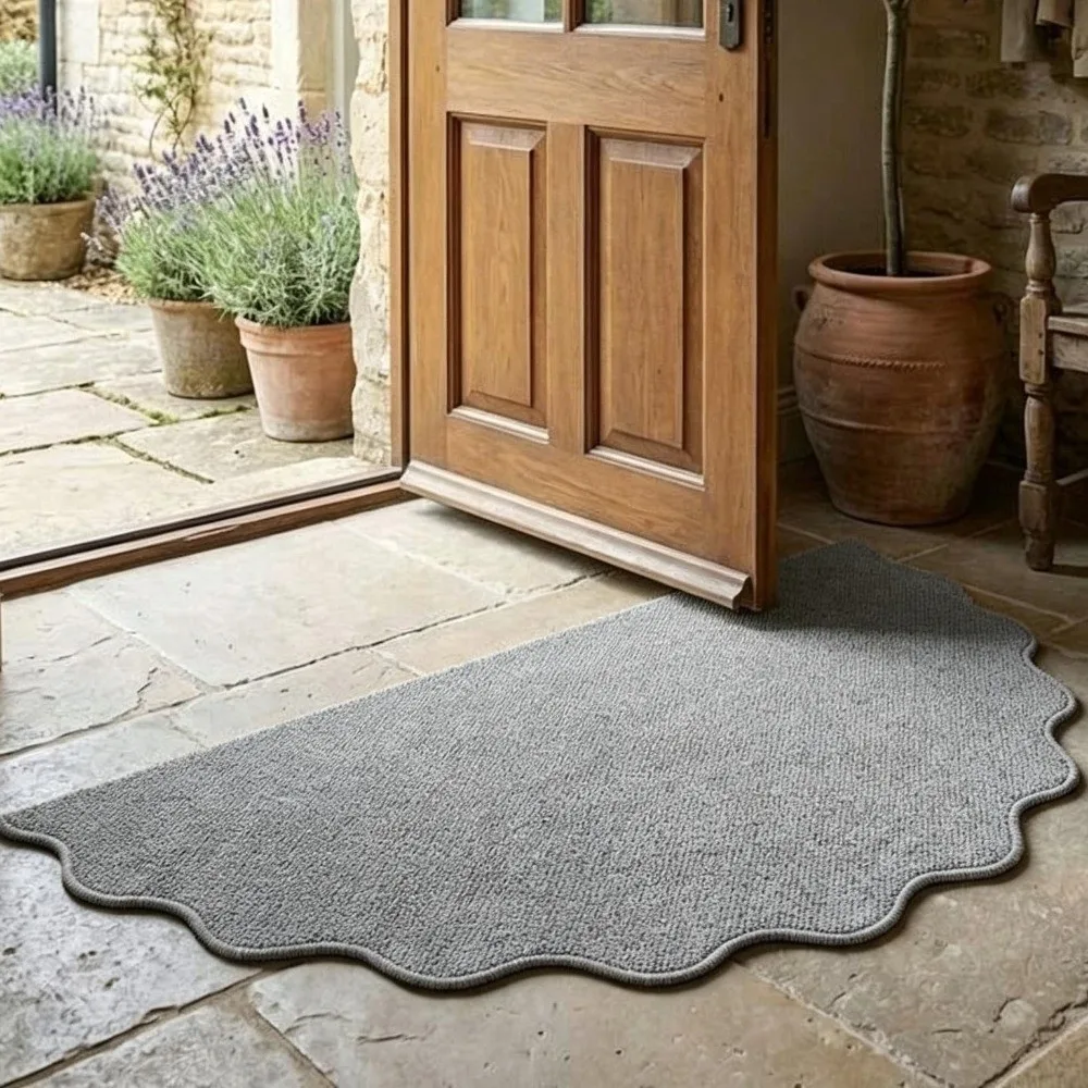 Minimalist Non-Slip Front Door Mat Thicken Dirt Resistant Entrance Door Mat Irregular Decorative Entryway Rug Kitchen