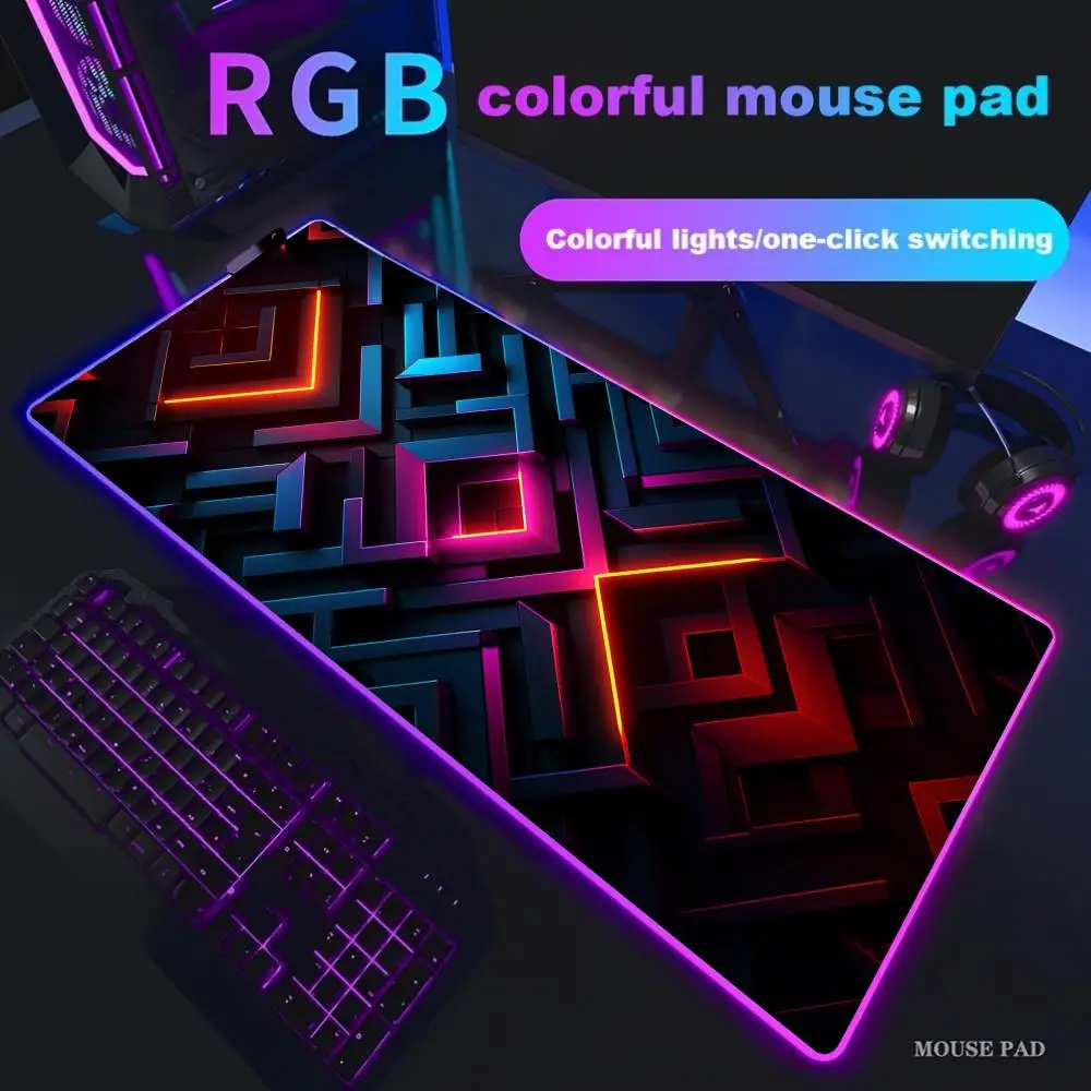 أضواء النيون ماوس الوسادة كبيرة RGB لوحات ماوس الألعاب مصباح ليد حواف مقفلة لعبة اكسسوارات الجدول منصات الكمبيوتر حصيرة لوحة المفاتيح XXL 90x40cm #1