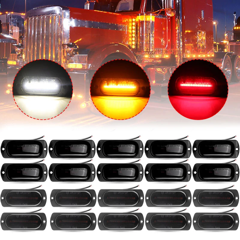 

10/20pcs Truck 12led/15led Side Marker Light Clearance Turn Signal Grille Light Stop Warning Lamp For Trailer Lorry Bus 12V 24V