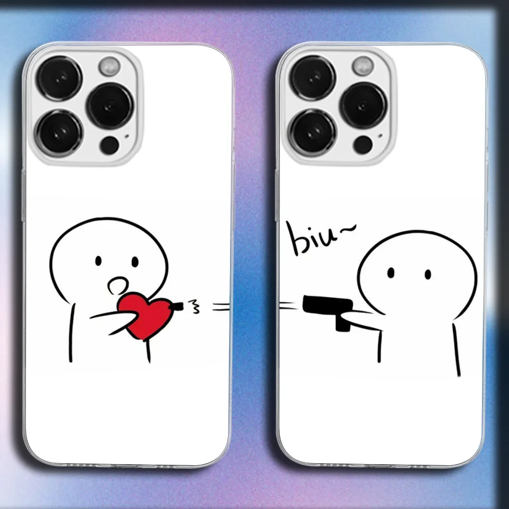 

Funny Boy Girl Couple Phone Case For iPhone 16,15,14,13,12,11 Plus,Pro,Max,XR,XS,X,Plus,SE,Mini Transparent Soft Cover