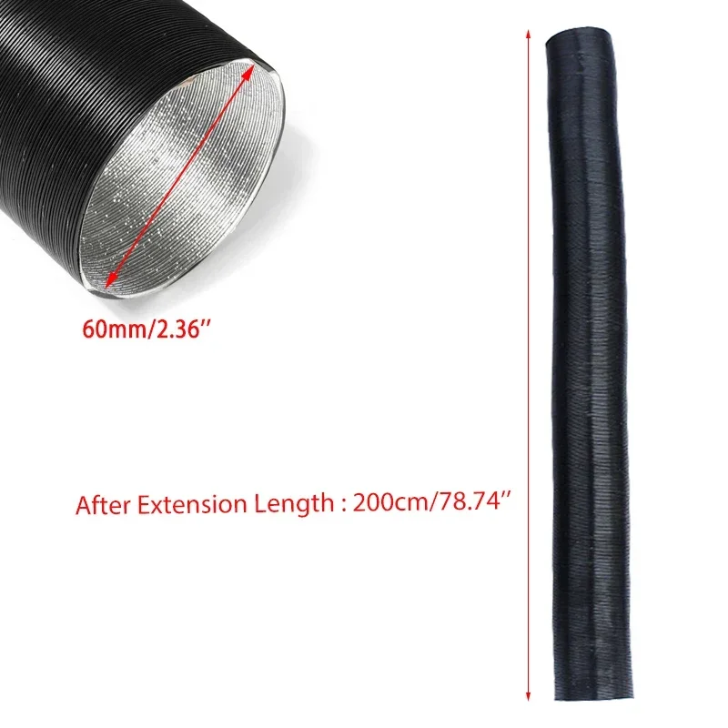 For Webasto Eberspacher Diameter 25/42/60/76/90mm Aluminum Foil Warm Air Ducting Intake Outlet Exhaust Corrugated Hose Pipe