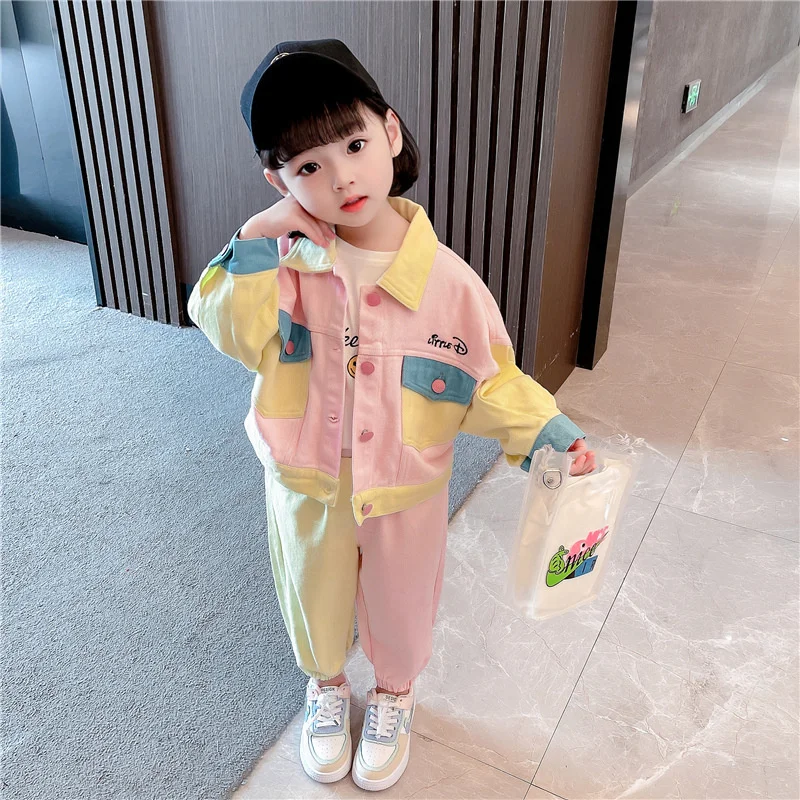 Girls Suit Coat+Pants Cotton 2Pcs/Sets 2023 Cardigan Spring Autumn Outfits Sports Sets Kid Tracksuit Uniforms Children Clothing