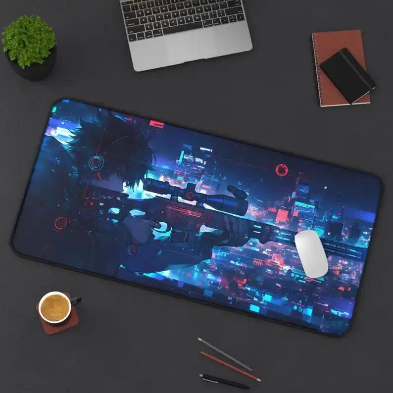 

Cute Sniper Desk Mat, Adorable Kawaii Desktop Decoration, Artistic Style Desk Mats, Anime Deskmat, Perfect Gift for Friends