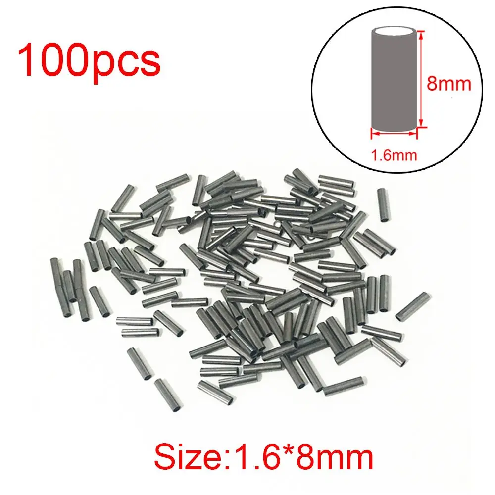 100pcs/Lot Stainless Steel High Quality Round Copper Crimp Sleeve single Copper  Fishing Wire Tube Line Crimping Sleeves