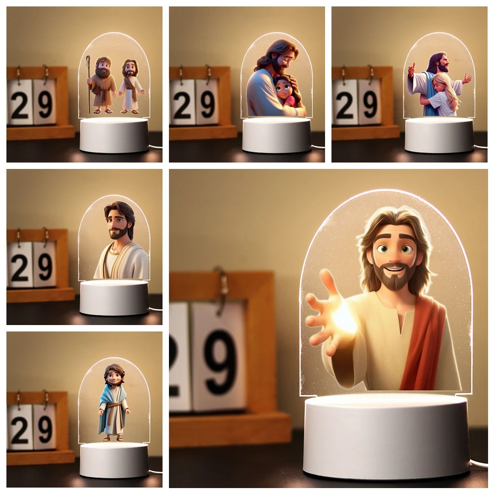 

Jesus 3d Illusion Acrylic Led for Children's Room Decor the Kids for Bedroom Birthday Gift