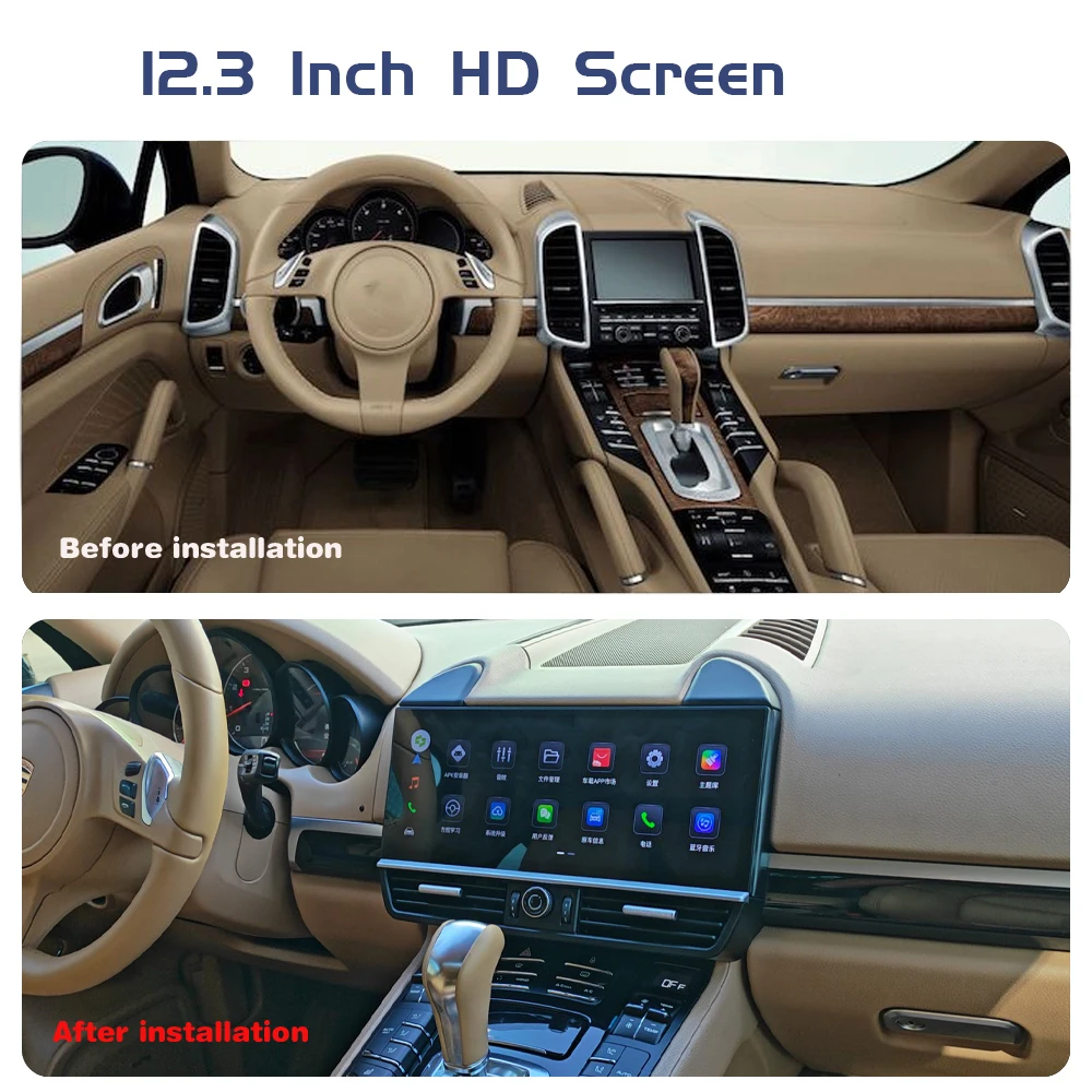 12.3” Carplay Android 13 For Porsche Cayenne 2010-2016 Car GPS Navigation Multimedia Player  Radio Media Satnav