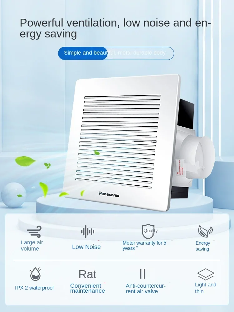 Panasonic-Ventilateur flacon silencieux, haute puissance, haute vitesse, pour la cuisine et la salle de bain