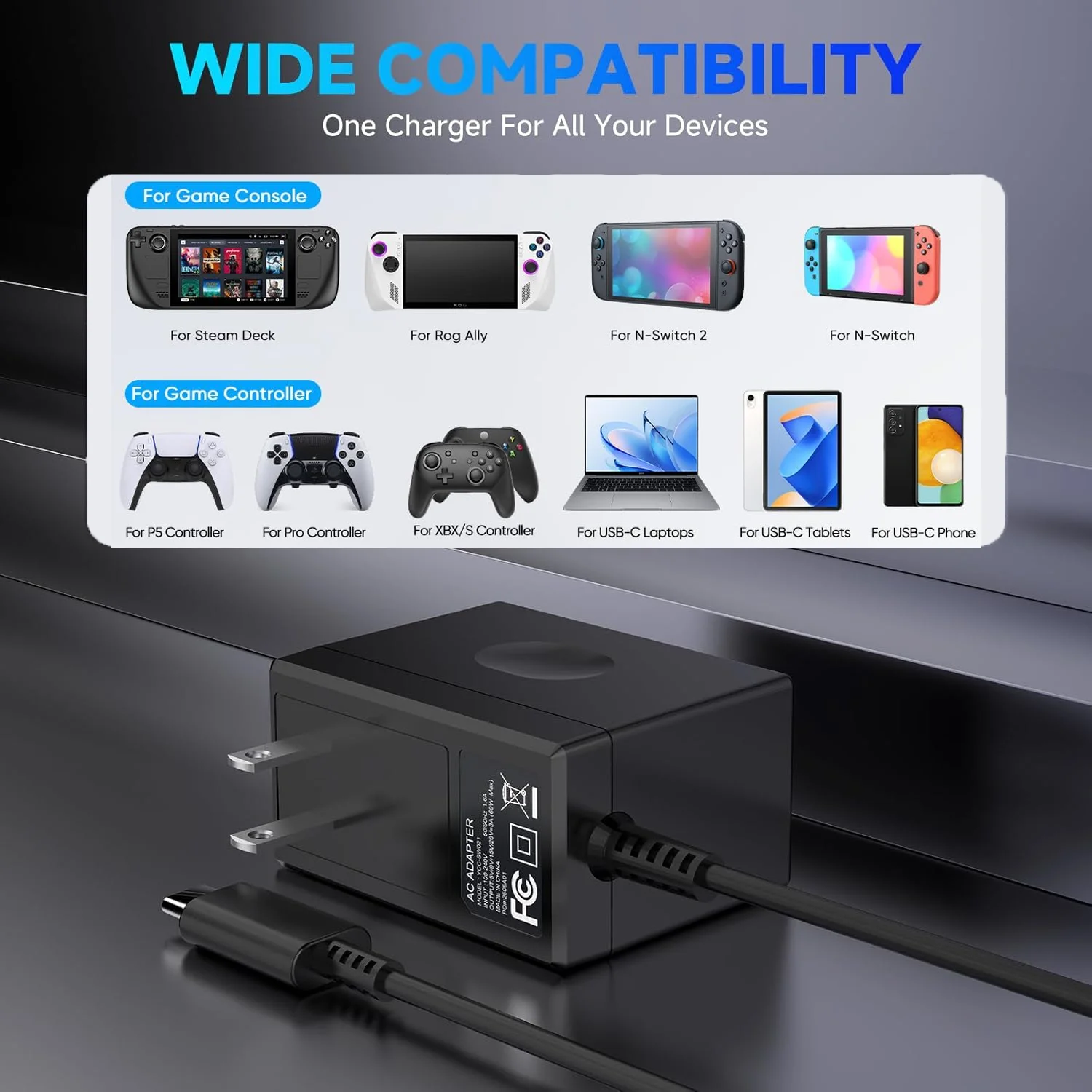 AC アダプター充電器互換性のある Nintendo Switch EU/US プラグ NS